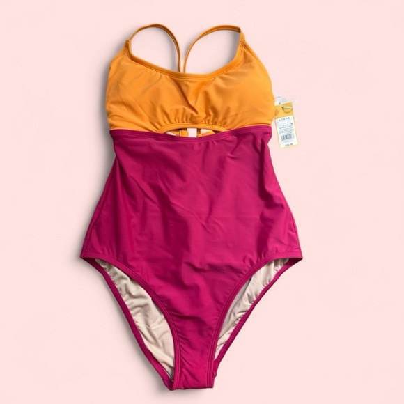 Kona Sol Other - Kona Sol Pink and Orange One Piece Racerback Swimsuit